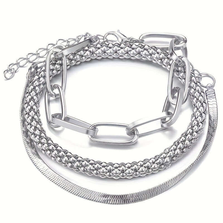 LUXEHAEVEN Multi-Layer Chain Bracelet Set