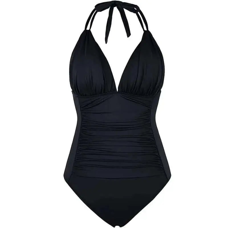 LUXEHAEVEN Multi-colored Ruffled Trim Figure-hugging Backless One-piece Swimsuit LuxeHaeven