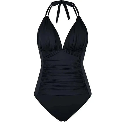 LUXEHAEVEN Multi-colored Ruffled Trim Figure-hugging Backless One-piece Swimsuit LuxeHaeven