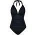 LUXEHAEVEN Multi-colored Ruffled Trim Figure-hugging Backless One-piece Swimsuit LuxeHaeven