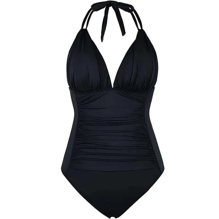LUXEHAEVEN Multi-colored Ruffled Trim Figure-hugging Backless One-piece Swimsuit LuxeHaeven