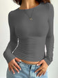 LUXEHAEVEN Women’s Fitted Long-Sleeve T-Shirt - Casual Style
