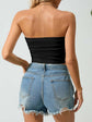Y2K-Inspired Solid Ruched Crop Tube Top - Strapless, Stretch-Fit Design Perfect for Summer Casuals - Women&