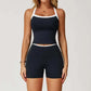 LUXEHAEVEN Nude-Feel Yoga Set Contrasting Colors, Crossed Back Design, Tight-Fitting Yoga Wear LuxeHaeven