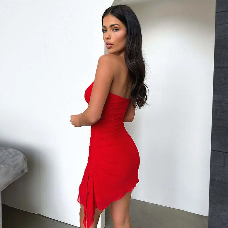 LUXEHAEVEN Y2K Tube-top Split Dress Summer Ins Fashion Backless Short Dresses For Women LuxeHaeven