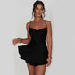 LUXEHAEVEN Sexy Suspender Skirt For Women Elegant Slim Strap Satin Backless Lace Up A-Line Short Dress Lady LuxeHaeven