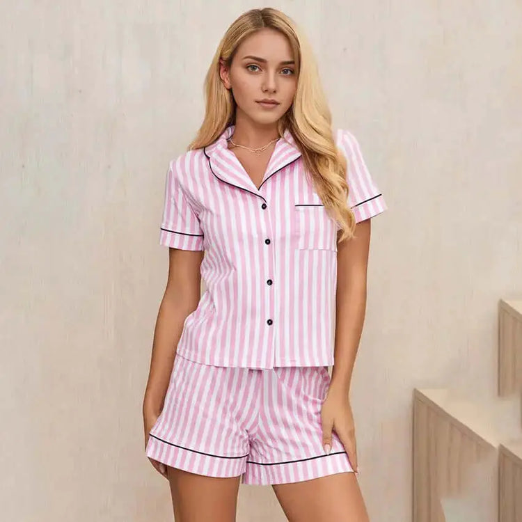 LUXEHAEVEN Printed Cardigan Short-Sleeve Shorts Womens Set LuxeHaeven
