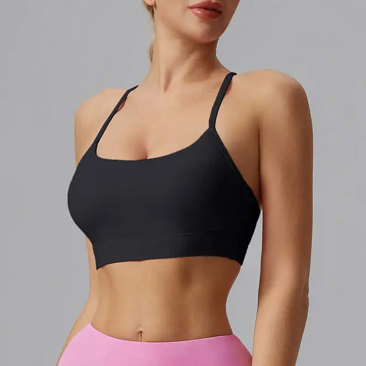LUXEHAEVEN Womens Solid-Colored Versatile Thin-Strap Shock-Absorbing Quick-Drying Yoga Tank Top LuxeHaeven