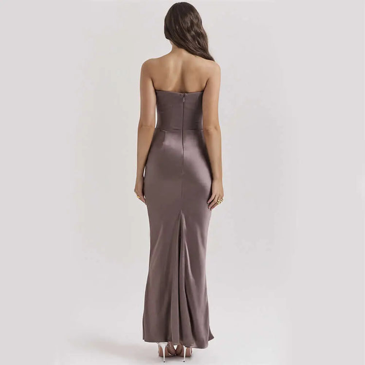 LUXEHAEVEN Slim Tube Top Long Dress Sexy Fashion Bandeau Backless Party Evening Dresses For Women Clothing LuxeHaeven
