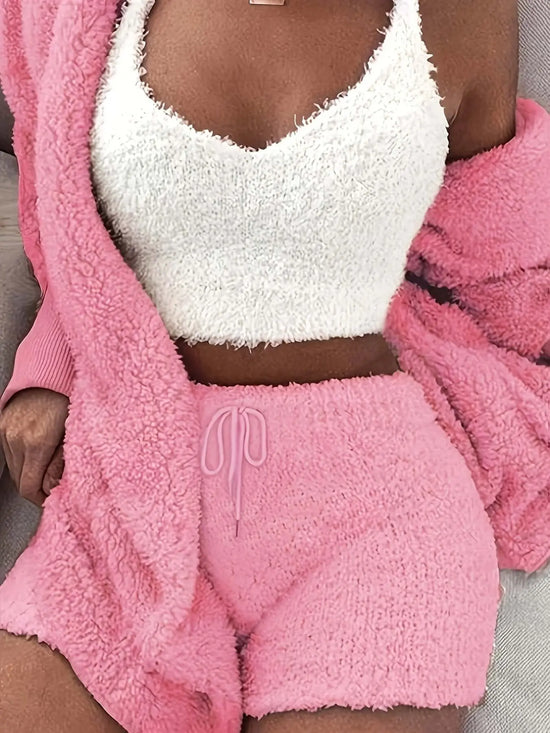 LUXEHAEVEN Warm Fuzzy Pajama Set for Ultimate Comfort