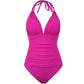 LUXEHAEVEN Multi-colored Ruffled Trim Figure-hugging Backless One-piece Swimsuit LuxeHaeven
