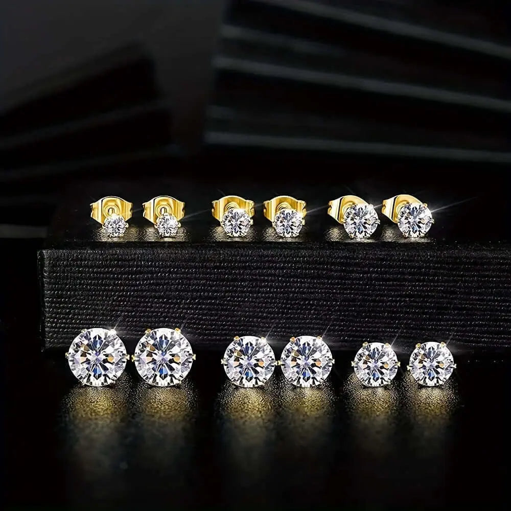 LUXEHAEVEN Sparkling Titanium Steel Earrings