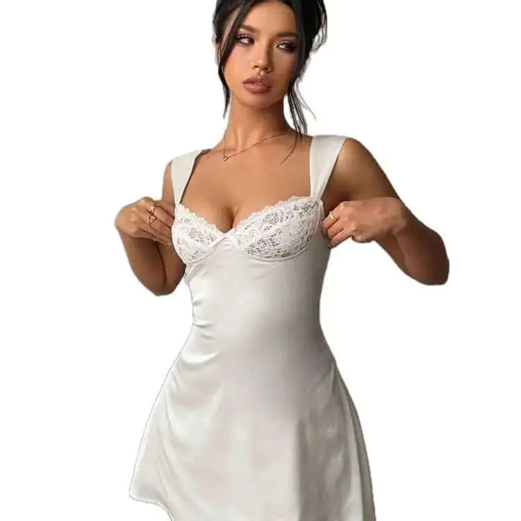 LUXEHAEVEN A-line Swing Dress Satin Loungewear For Women