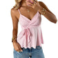 LUXEHAEVEN Womens Wave-Edged Lace-Up Tank Top Slimming Outerwear Sleeveless LuxeHaeven