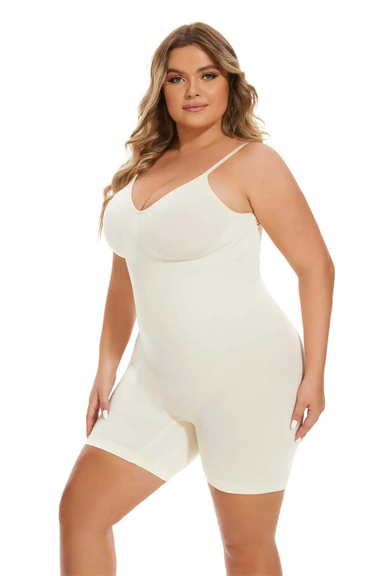 LUXEHAEVEN Simple Waist Fitted Belly Contracting And Hip Lifting Exposed Back Beauty Back Boxer Jumpsuit LuxeHaeven