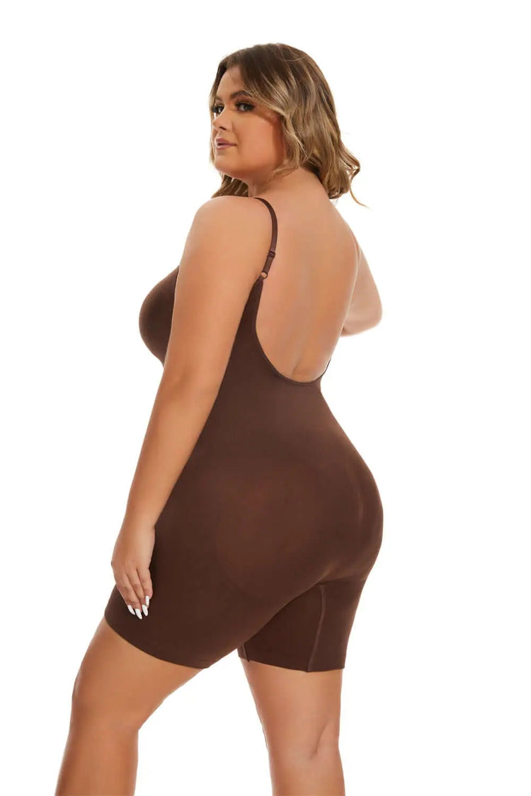LUXEHAEVEN Simple Waist Fitted Belly Contracting And Hip Lifting Exposed Back Beauty Back Boxer Jumpsuit LuxeHaeven