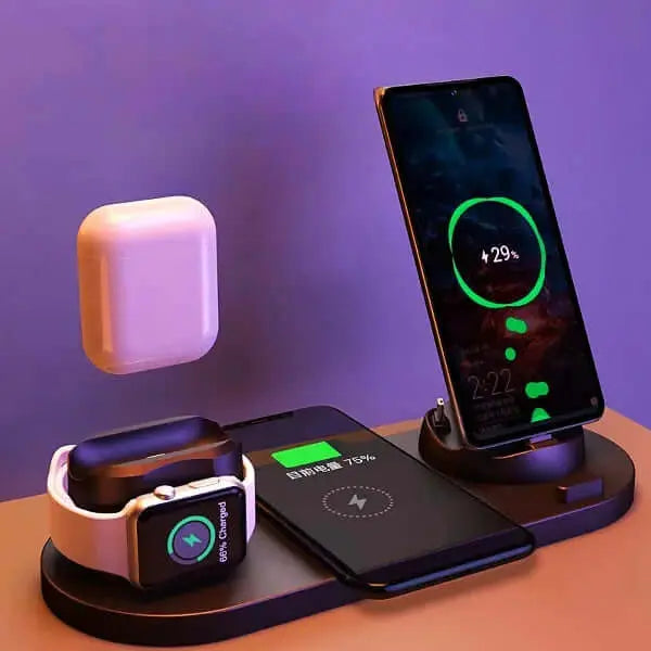 LUXEHAEVEN Wireless Charger For IPhone Fast Charger For Phone Fast Charging Pad For Phone Watch 6 In 1 Charging Dock Station LuxeHaeven