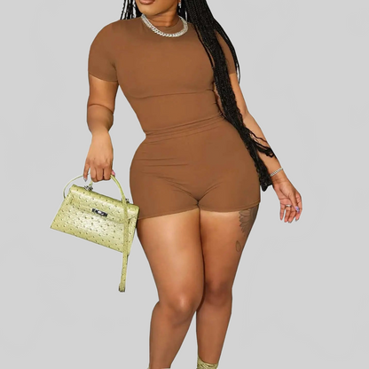 LUXEHAEVEN Two-Piece Set Short-Sleeve Top And Shorts LuxeHaeven