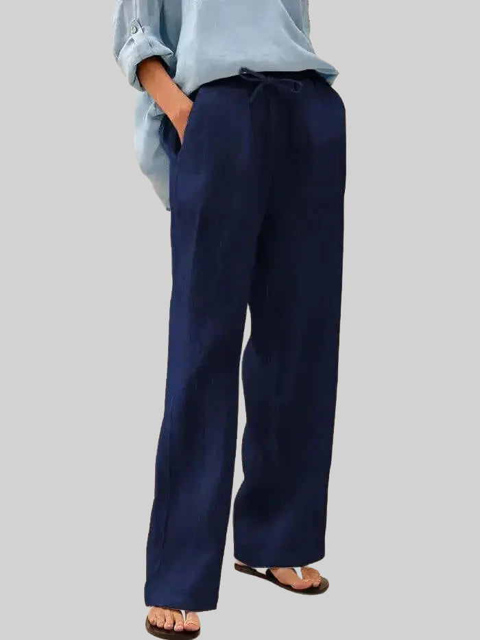 LUXEHAEVEN Linen Comfortable Straight-Leg Pants Women&