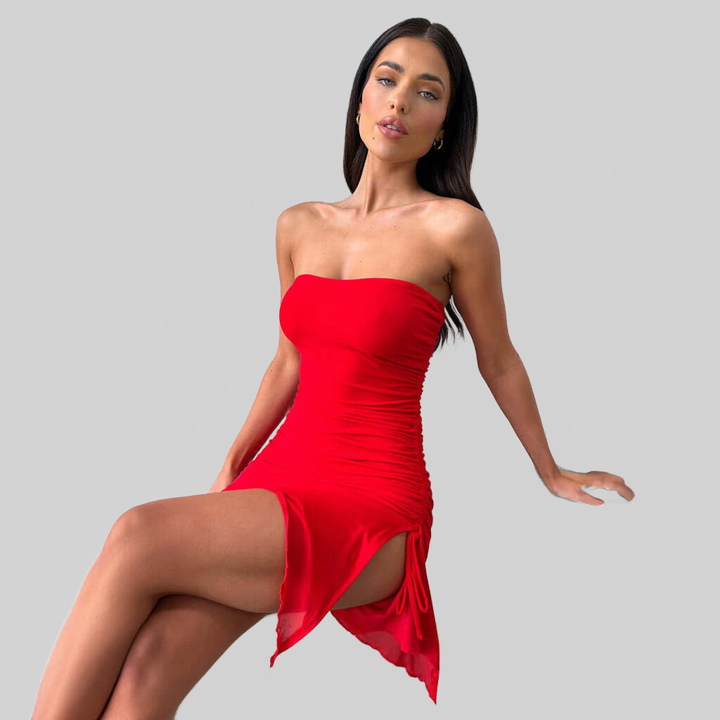 LUXEHAEVEN Y2K Tube-top Split Dress Summer Ins Fashion Backless Short Dresses For Women LuxeHaeven