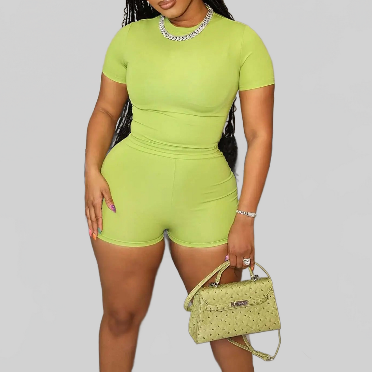LUXEHAEVEN Two-Piece Set Short-Sleeve Top And Shorts LuxeHaeven