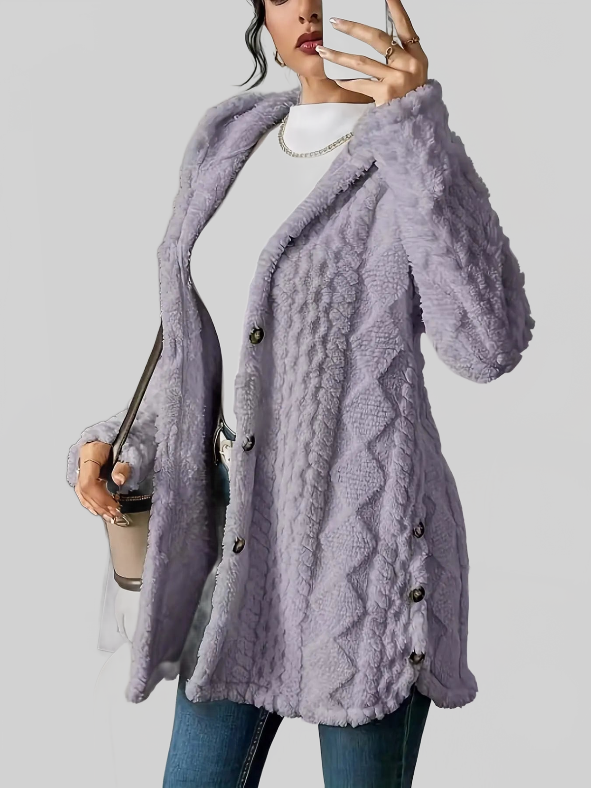 LUXEHAEVEN Warm Hooded Cardigan Coat