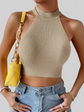 LUXEHAEVEN Ribbed Halter Tank Top