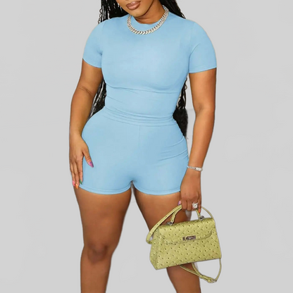 LUXEHAEVEN Two-Piece Set Short-Sleeve Top And Shorts LuxeHaeven