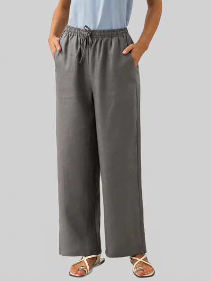 LUXEHAEVEN Linen Comfortable Straight-Leg Pants Women&
