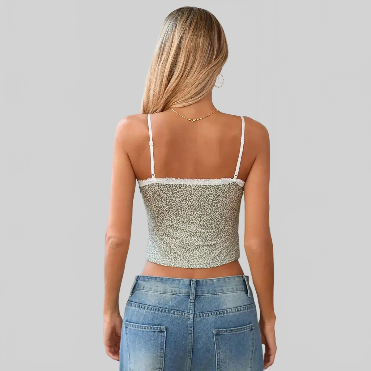 LUXEHAEVEN Leopard Lace Crop Camis