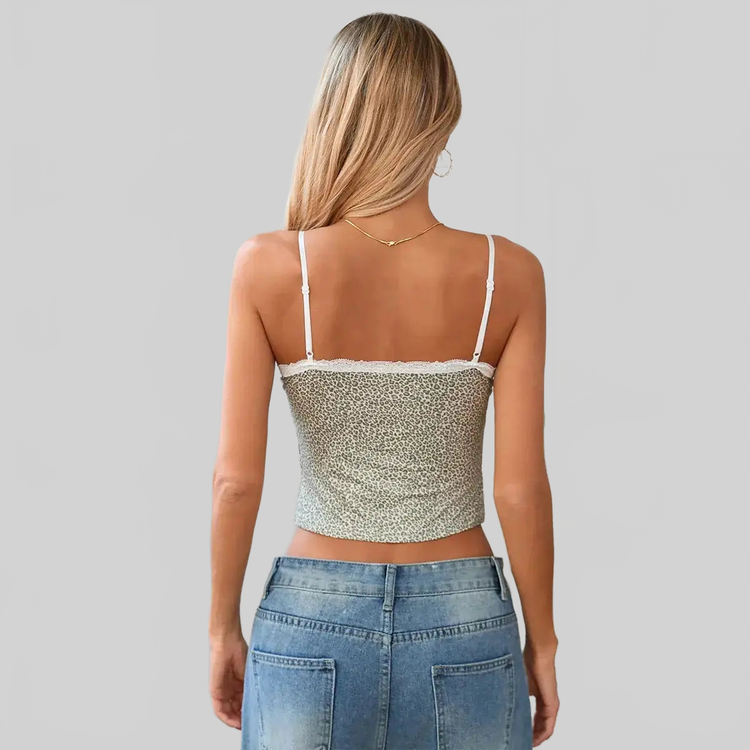 LUXEHAEVEN Leopard Lace Crop Camis