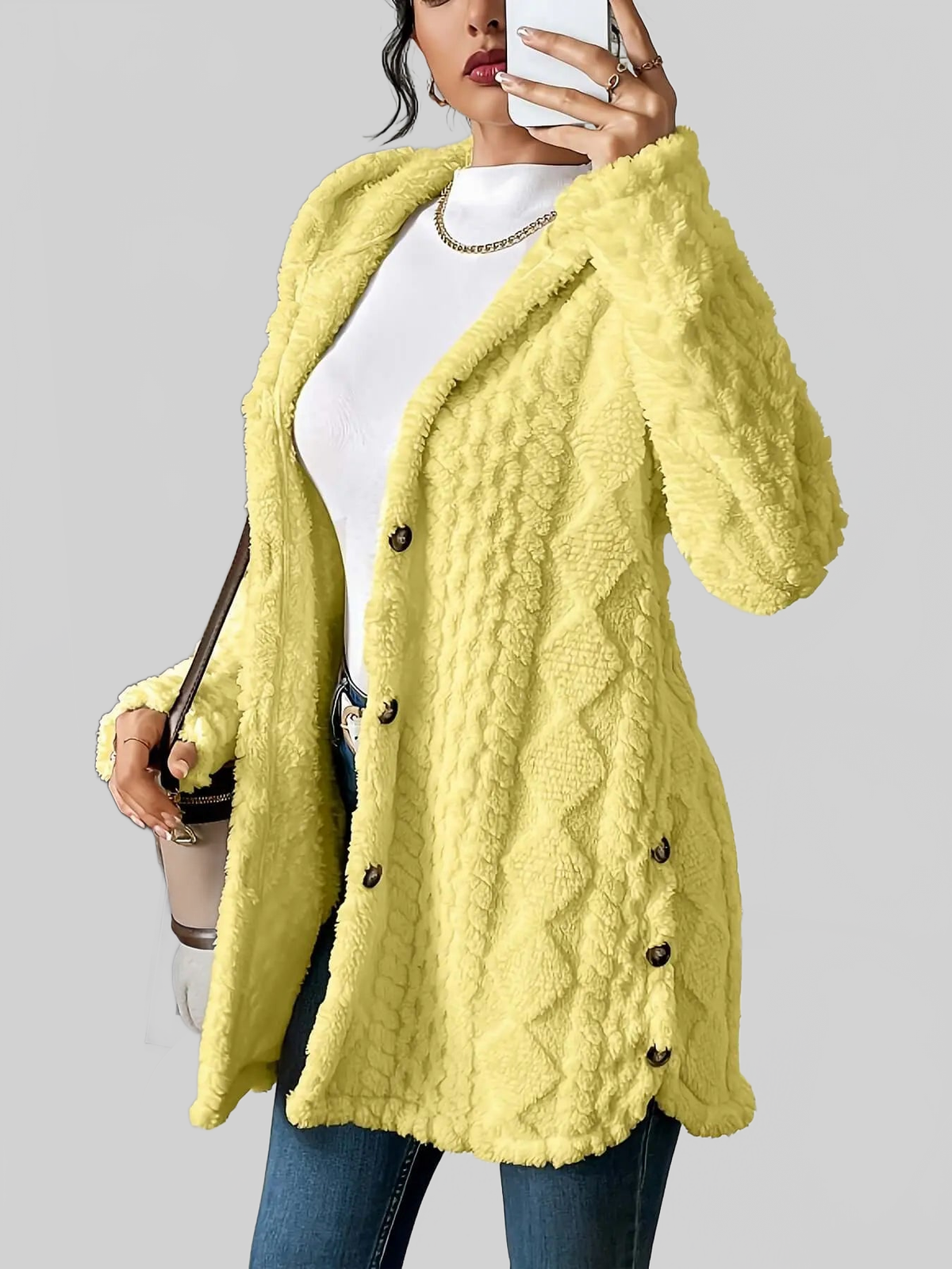 LUXEHAEVEN Warm Hooded Cardigan Coat