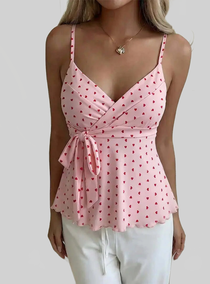 LUXEHAEVEN Womens Wave-Edged Lace-Up Tank Top Slimming Outerwear SleevELess LuxeHaeven