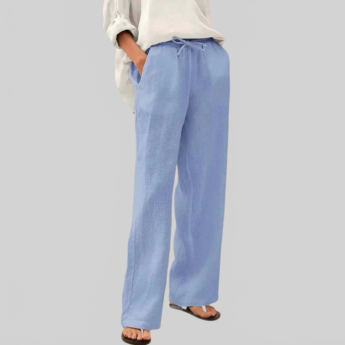 LUXEHAEVEN Linen Comfortable Straight-Leg Pants Women&