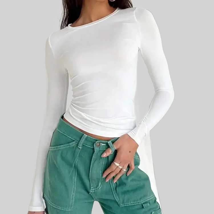 LUXEHAEVEN Slim Fit O-Neck Long Sleeve T-shirt