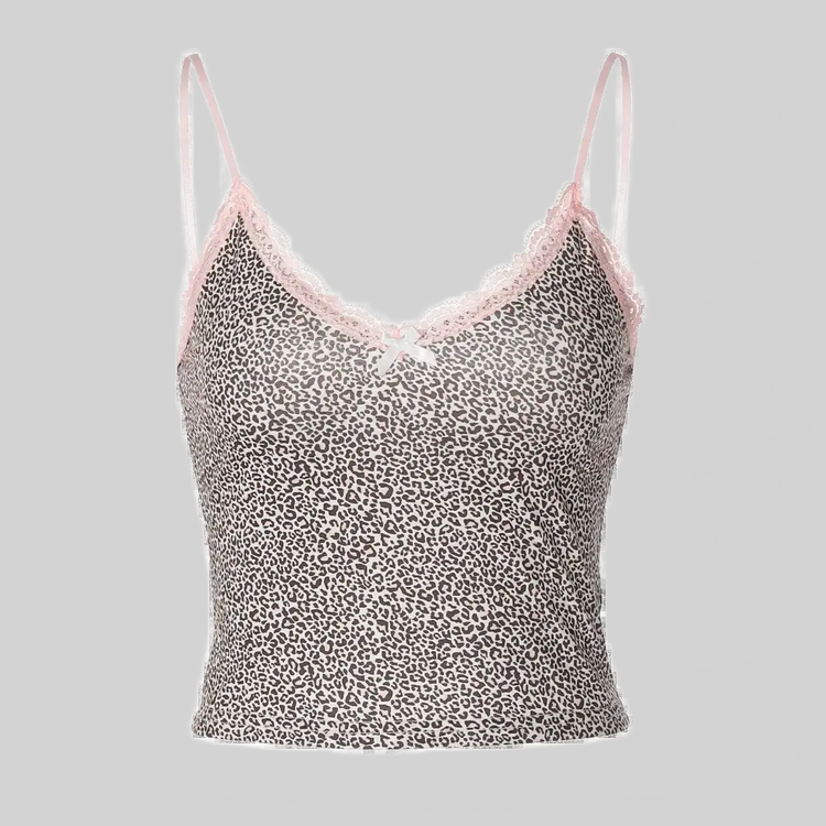 LUXEHAEVEN Leopard Lace Crop Camis