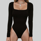 LUXEHAEVEN Square Neck Y2K Bodysuit