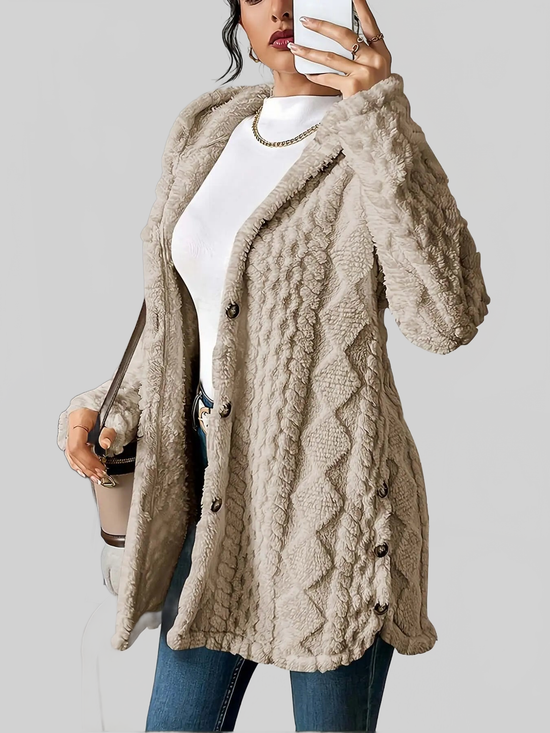 LUXEHAEVEN Warm Hooded Cardigan Coat