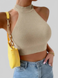 LUXEHAEVEN Ribbed Halter Tank Top