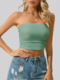 Y2K-Inspired Solid Ruched Crop Tube Top - Strapless, Stretch-Fit Design Perfect for Summer Casuals - Women&