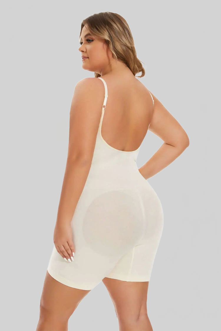 LUXEHAEVEN Simple Waist Fitted BELly Contracting And Hip Lifting Exposed Back Beauty Back Boxer Jumpsuit LuxeHaeven
