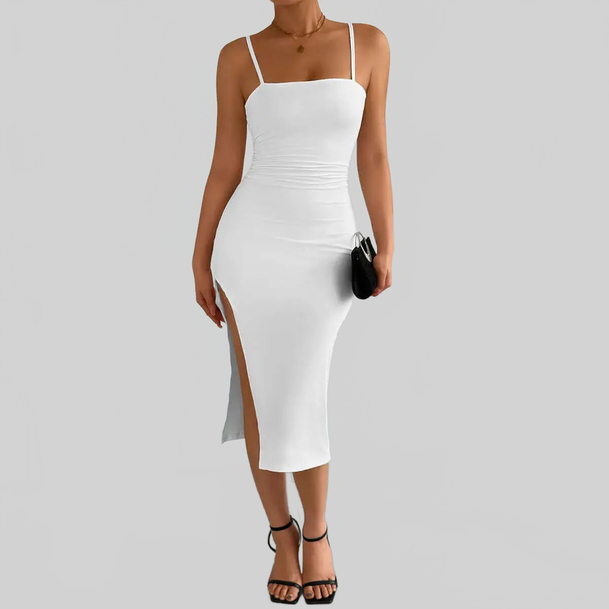 LUXEHAEVEN Strapless Sheath Dress With Open Back And Side Slit LuxeHaeven