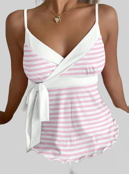 LUXEHAEVEN Womens Wave-Edged Lace-Up Tank Top Slimming Outerwear SleevELess LuxeHaeven