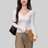 LUXEHAEVEN Solid-color U Neck Slim Fit Semi Scoop Neck Base Layer Top