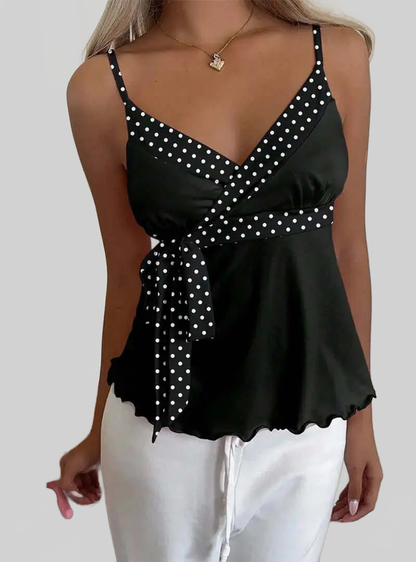 LUXEHAEVEN Womens Wave-Edged Lace-Up Tank Top Slimming Outerwear SleevELess LuxeHaeven