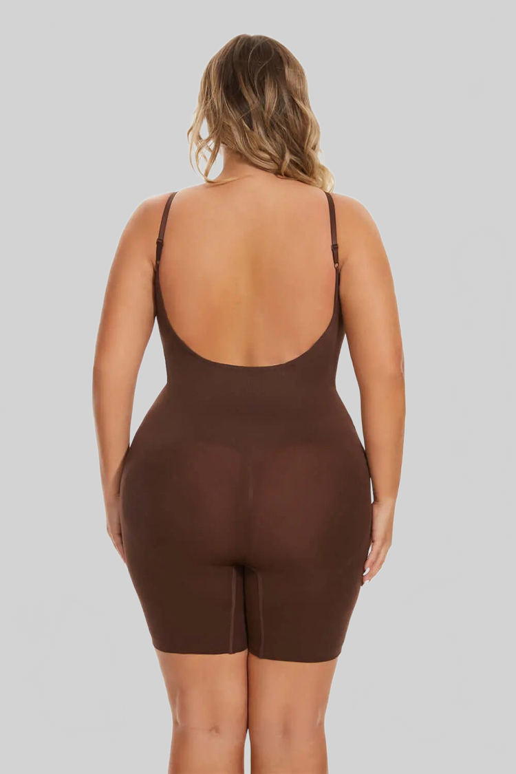 LUXEHAEVEN Simple Waist Fitted BELly Contracting And Hip Lifting Exposed Back Beauty Back Boxer Jumpsuit LuxeHaeven