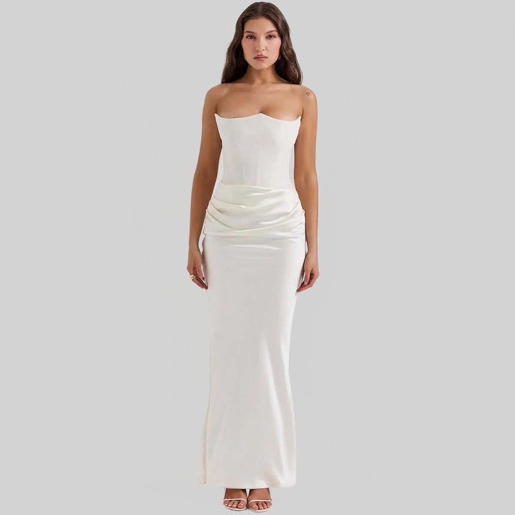 LUXEHAEVEN Slim Tube Top Long Dress Sexy Fashion Bandeau Backless Party Evening Dresses For Women Clothing LuxeHaeven