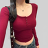 LUXEHAEVEN Solid-color U Neck Slim Fit Semi Scoop Neck Base Layer Top