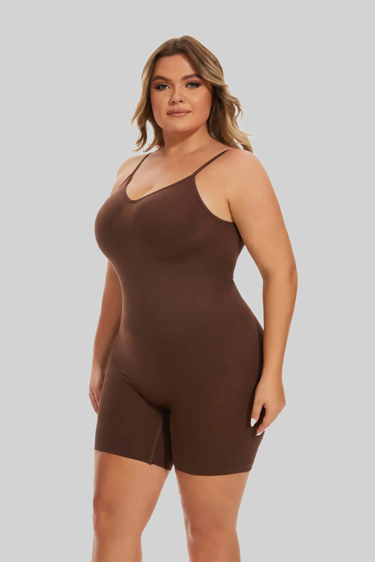 LUXEHAEVEN Simple Waist Fitted BELly Contracting And Hip Lifting Exposed Back Beauty Back Boxer Jumpsuit LuxeHaeven