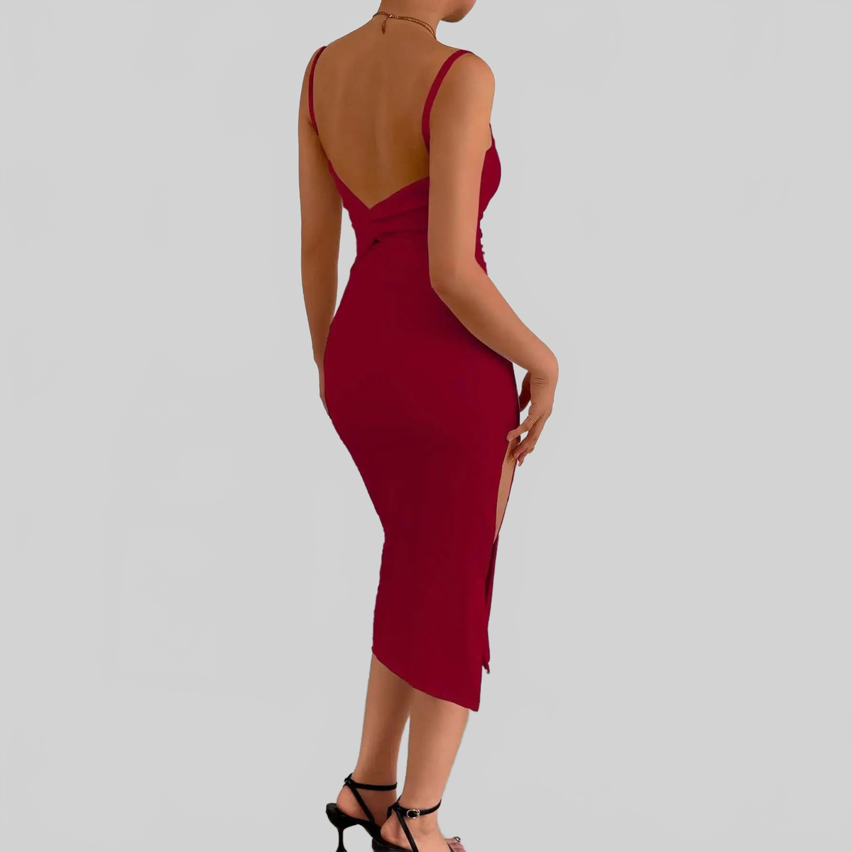 LUXEHAEVEN Strapless Sheath Dress With Open Back And Side Slit LuxeHaeven